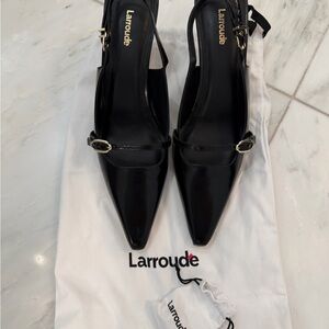 Larroude Never Worn Black Slingback Heels